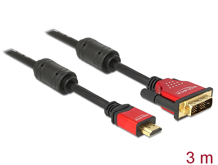 Delock High Speed HDMI Kabel, HDMI A Stecker > DVI Stecker 3 m